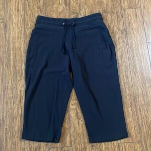 Tek Gear Women's Navy Drawstring Capri Pants Sz L Activewear Stretch Comfort